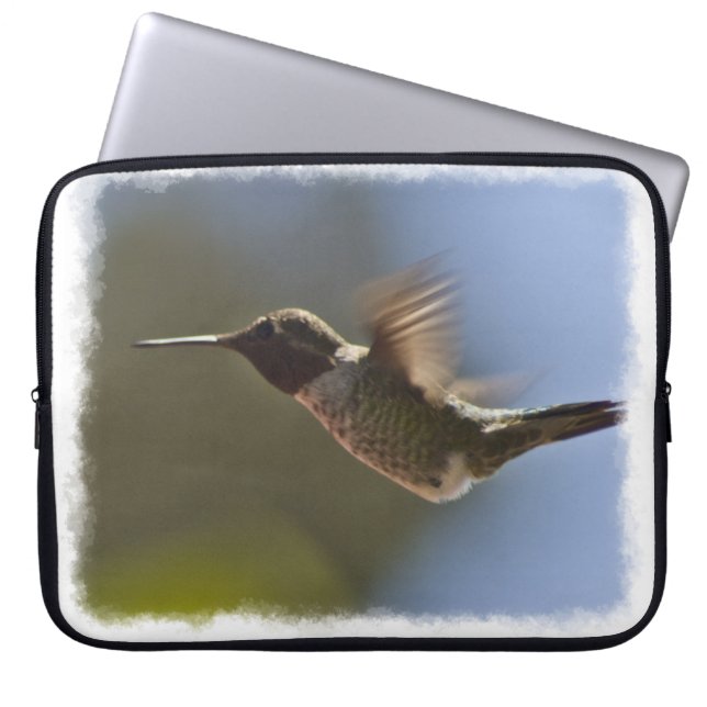 Hummingbird in Flight White Edge Laptop Sleeve (Front)