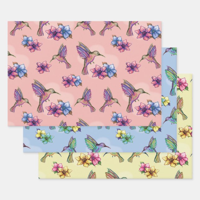 Hummingbird in Flight Wrapping Paper Sheet (Set)