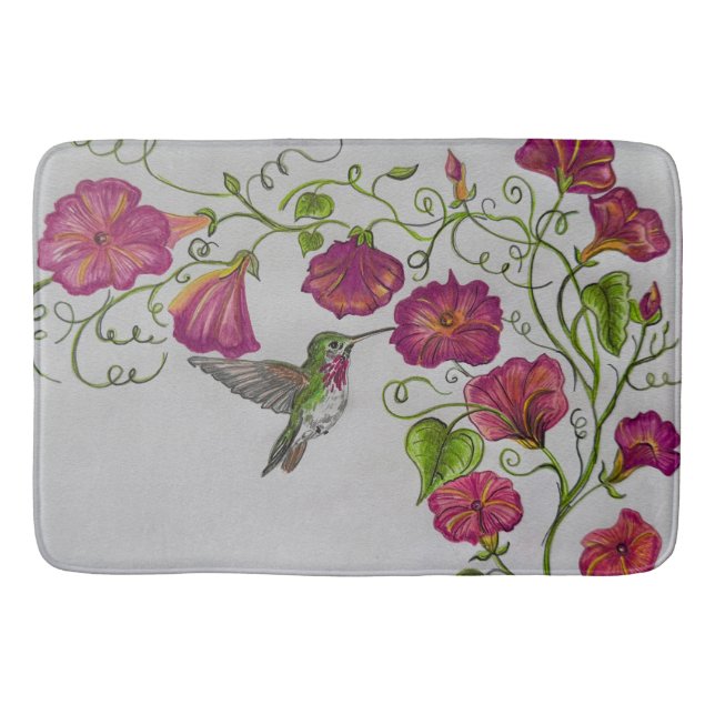 Hummingbird in Pink Bath Mat (Front)