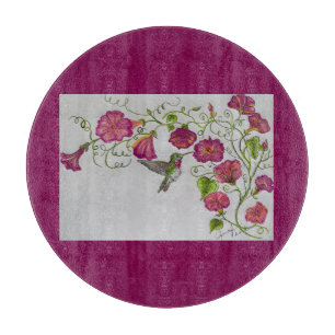 Hummingbird in Pink Cutting Board