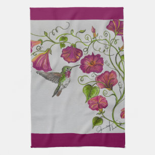 Hummingbird in Pink Kitchen Towel