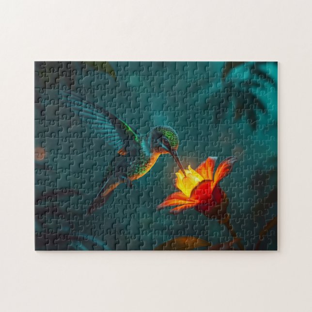 Hummingbird in the garden jigsaw puzzle (Horizontal)