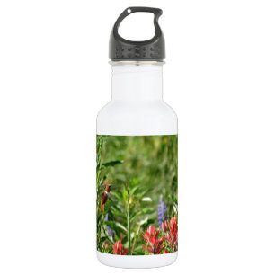Hummingbird in wild flowers 532 ml water bottle