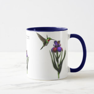 Hummingbird Iris Flower Mug