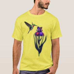 Hummingbird Iris Flower  T-Shirt