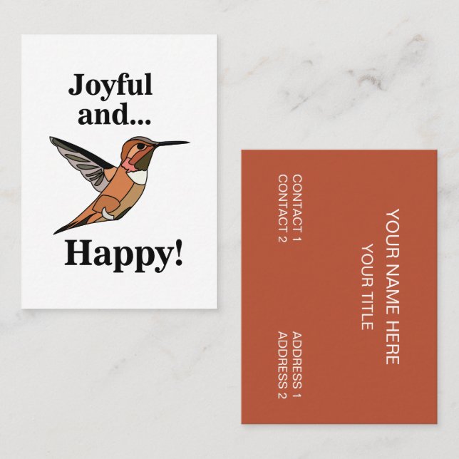 Hummingbird Joyful And Happy Wildlife Birder Business Card (Front/Back)