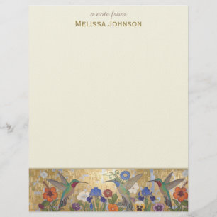 Hummingbird Klimt Style Personalized Custom Name Letterhead