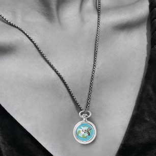 Hummingbird Lily Blue Art Nouveau  Watch