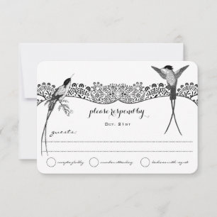Hummingbird Love Bird Wedding RSVP Card