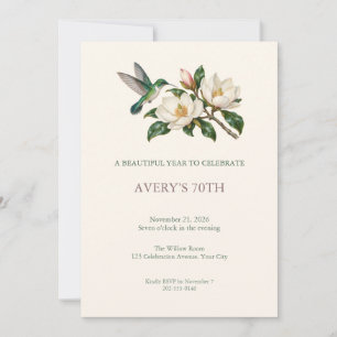 Hummingbird Magnolia Birthday Invitation