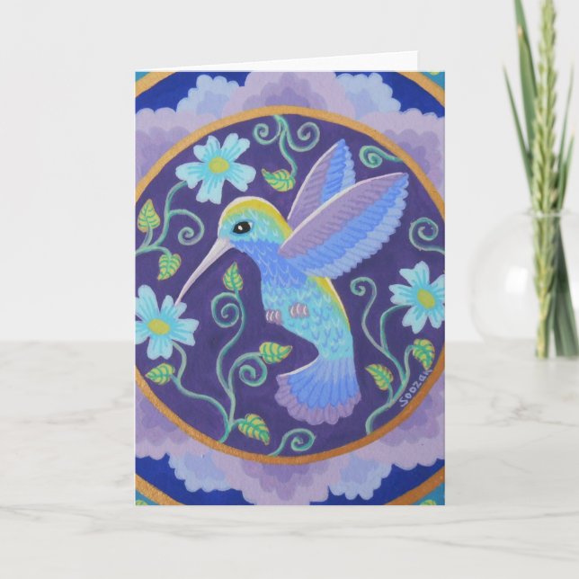Hummingbird mandala greeting card (Front)