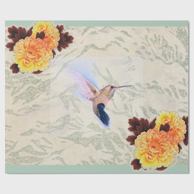 HUMMINGBIRD MARIGOLD Wrapping Paper (Flat)