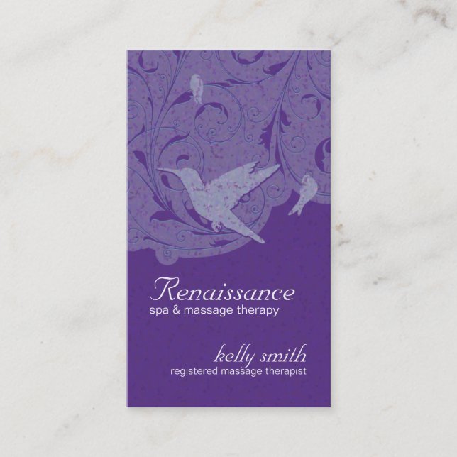 Hummingbird Massage Therapist Business Cards (Front)