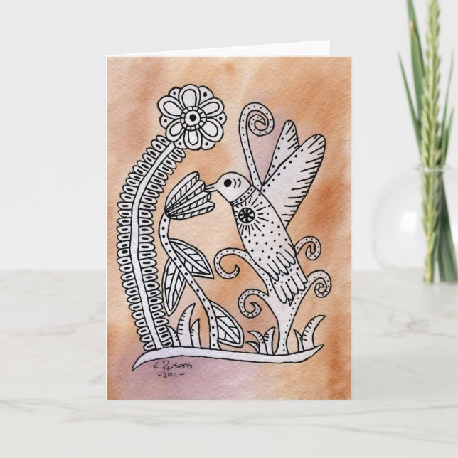 Hummingbird, Mexican Bark Style Card (Front)