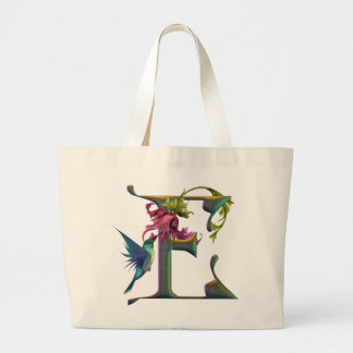 Hummingbird Monogram E Large Tote Bag