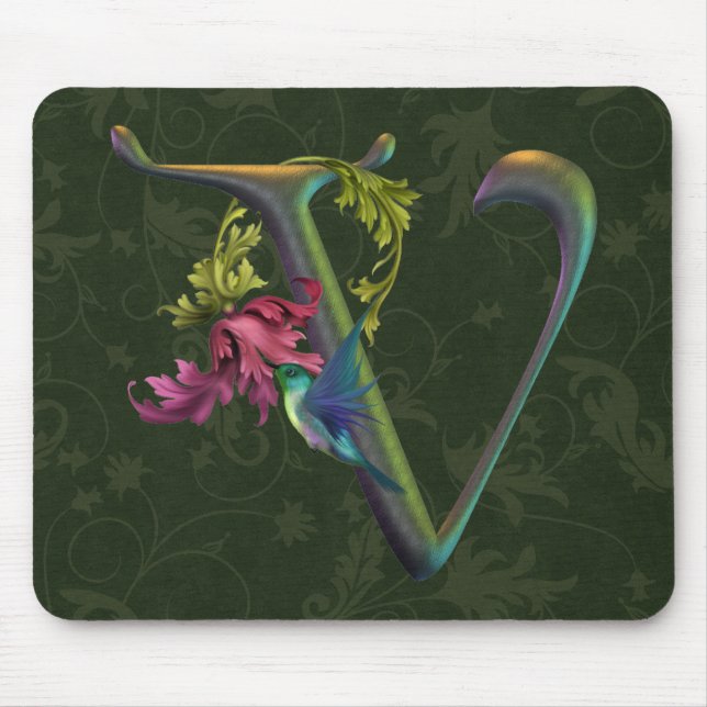Hummingbird Monogram V Mouse Pad (Front)