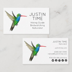 Hummingbird Naturalist Guide Birdwatching Hiking Business Card