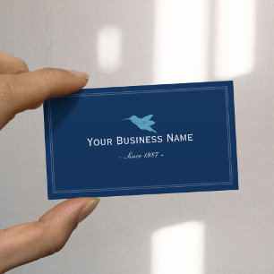 Hummingbird Navy Blue Plain Minimalist Business Card