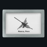 Hummingbird Nazca, Peru Rectangular Belt Buckle<br><div class="desc">Famous Nazca Lines hummingbird in black with text. Image from the Nazca desert,  Peru.</div>