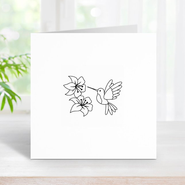 Hummingbird near Flowers 2 Rubber Stamp (Creator Uploaded)