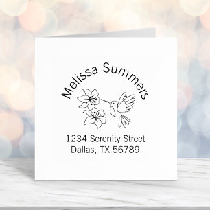 Hummingbird near Flowers Address Self-inking Stamp