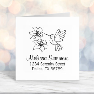 Hummingbird near Flowers Address Self-inking Stamp