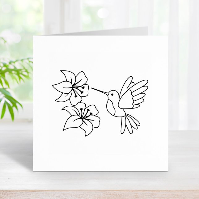 Hummingbird near Flowers Rubber Stamp (Creator Uploaded)