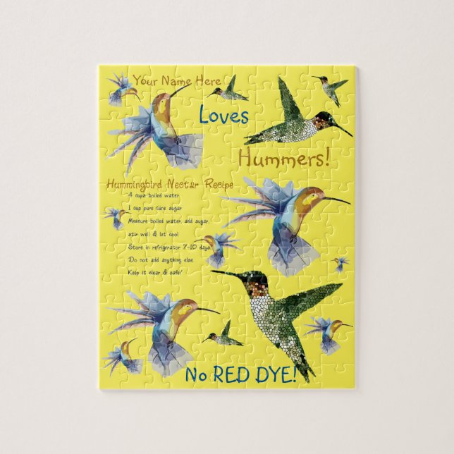 Hummingbird Nectar Recipe Puzzle (Vertical)