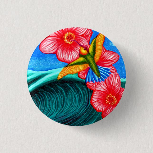 Hummingbird Ocean 3 Cm Round Badge (Front)