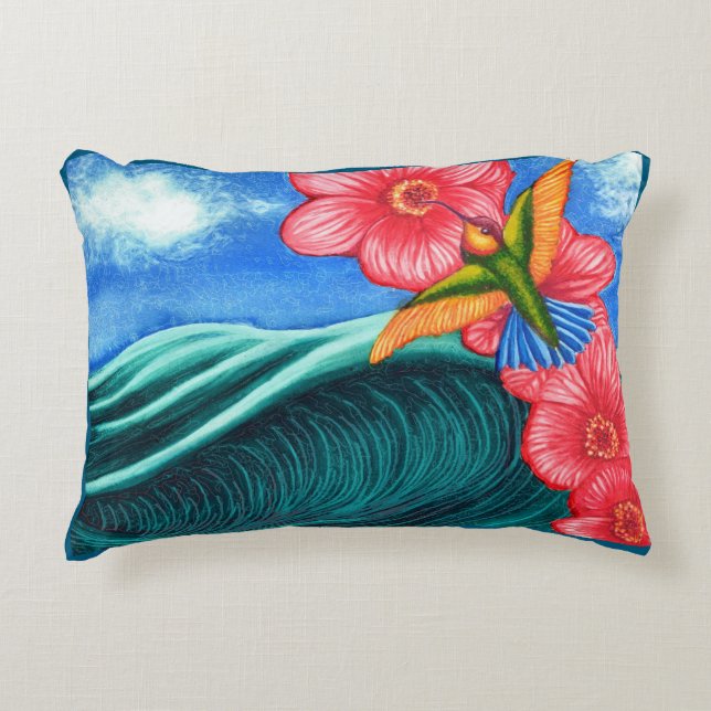 Hummingbird Ocean Decorative Cushion (Front)