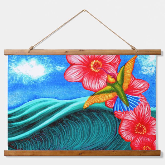 Hummingbird Ocean Hanging Tapestry (Front)