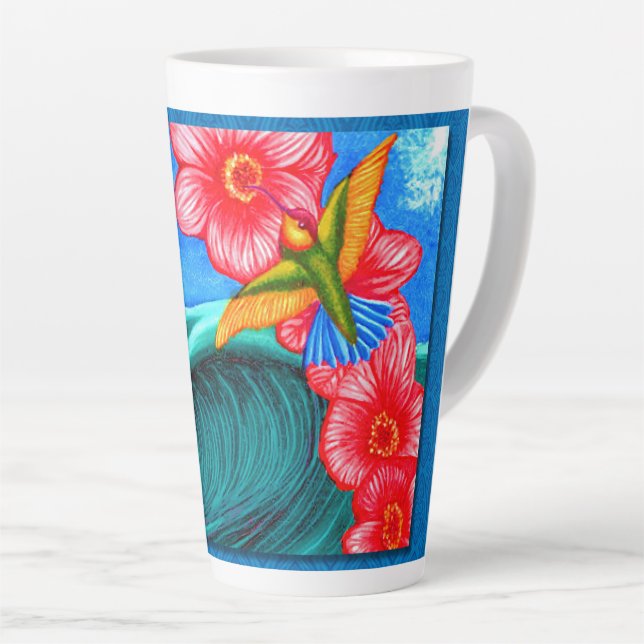 Hummingbird Ocean Latte Mug (Right Angle)