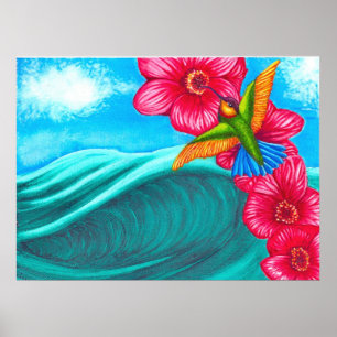 Hummingbird Ocean Poster