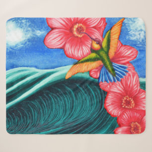 Hummingbird Ocean Sherpa Blanket