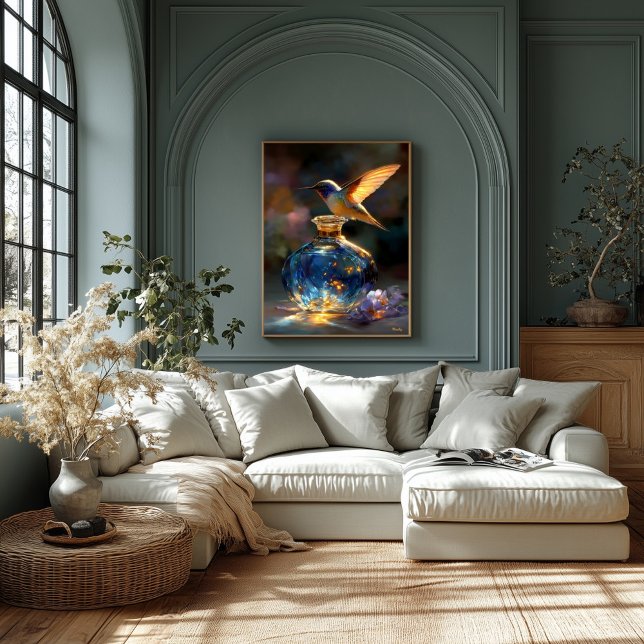Hummingbird of Light – Enchanted Blue Perfume Canvas Print (Creator Uploaded)