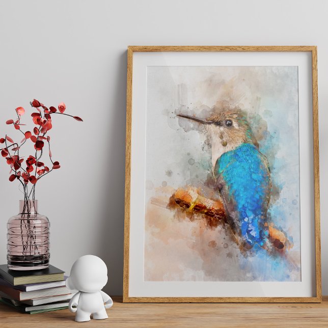 Hummingbird on a branch Watercolor - 01 Photo Print (Creator Uploaded)