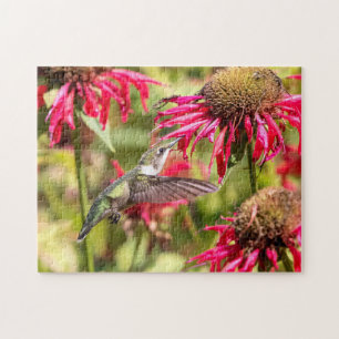 Hummingbird on a flowering plant jigsaw puzzle