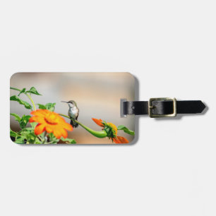 Hummingbird on a flowering plant luggage tag