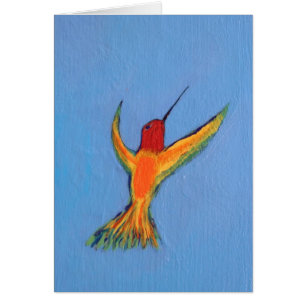 Hummingbird on blue