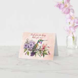 Hummingbird on Branch Thank You For Being There Card