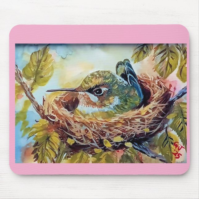 Hummingbird on Nest Mouse Pad (Front)
