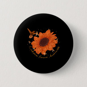 Hummingbird Orange Sunflower Leukaemia Cancer Awar 6 Cm Round Badge