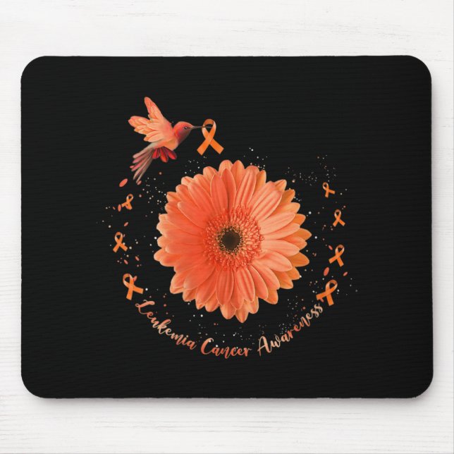 Hummingbird Orange Sunflower Leukaemia Cancer Awar Mouse Pad (Front)