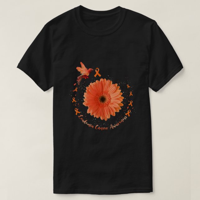 Hummingbird Orange Sunflower Leukaemia Cancer Awar T-Shirt (Design Front)