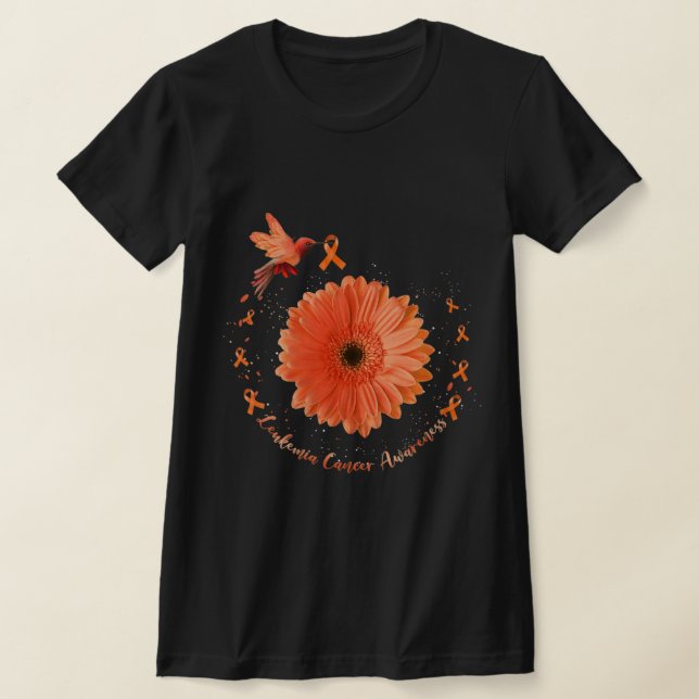 Hummingbird Orange Sunflower Leukaemia Cancer Awar T-Shirt (Laydown)