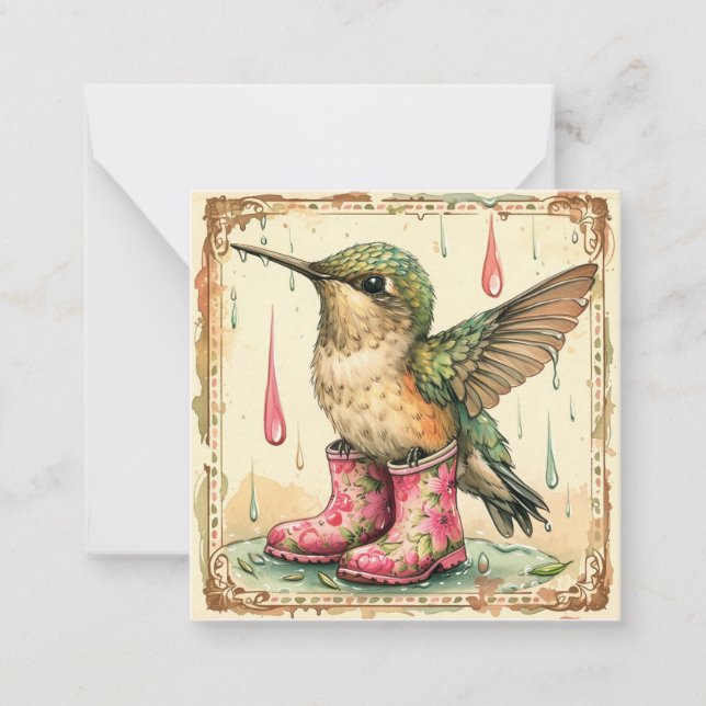 Hummingbird Orchestra in the Rain: Send a Melody  Card (Front)