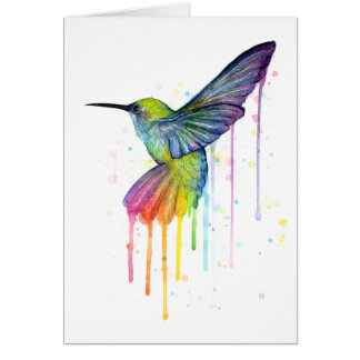 Hummingbird Painting Watercolor Art Card