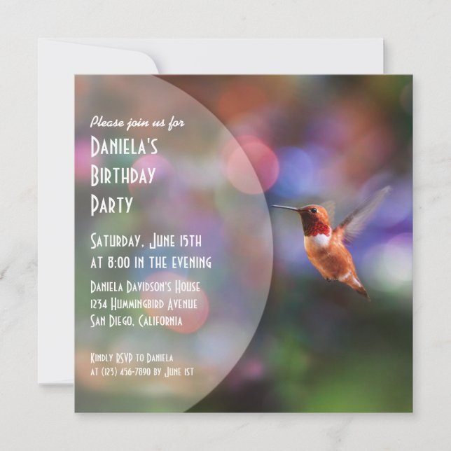 Hummingbird Party Invitations (Front)