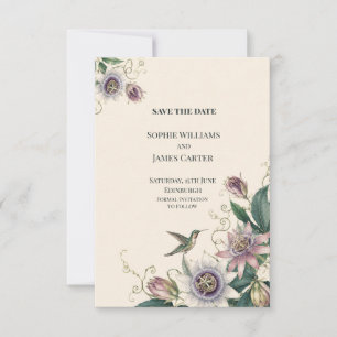 Hummingbird Passionflower Wedding Save the Date Ca