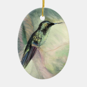 Hummingbird Pastel Fine Art Ceramic Tree Decoration